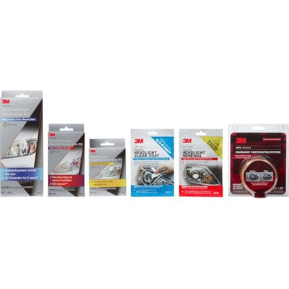 3M Auto Restore and Protect Headlight Restoration Kit, Use On Plastic Lenses, Headlights, Taillight, Fog Lights and More, Includes Sanding Discs, Headlight Clear Coat Wipes, Foam Pad and Glove (39194) - size: 1 Kit