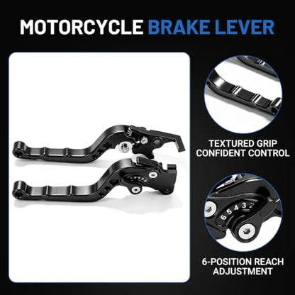 OUKENS 2PCS Clutch Lever, Adjustable Dirt Bike Clutch Lever, Motorcycle Handlebar Brake Clutch Lever, Aluminum Alloy Handlebar Control Levers Set for Braking System(Black)