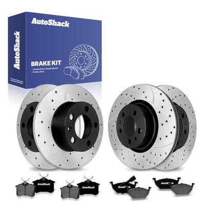 AutoShack Front & Rear E-Coated Rotors & Premium Pads for VW Jetta 2006 - style: ShadowGuard & Premium Pad