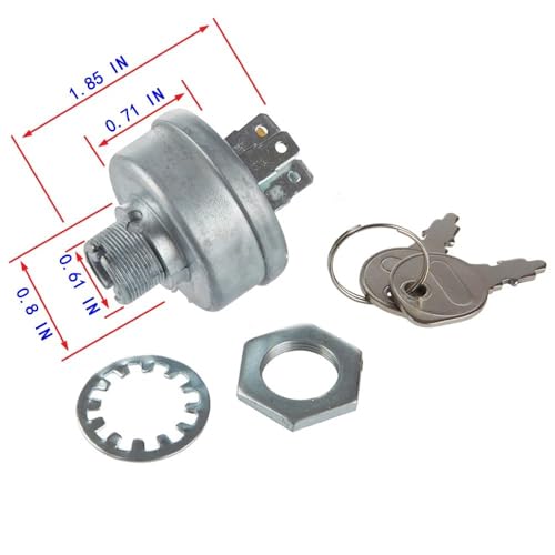 92377, 91846 Ignition Starter Switch with Keys Fits Murray 92377MA, 092377MA Lawn Mowers, Compatible w Briggs & Stratton 5411,5411H,5412K Oregon 33-392, Stens 430-161, 4 Position 6 Terminals
