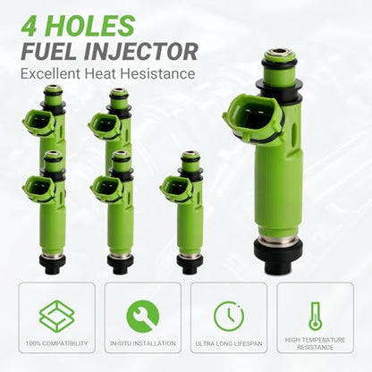 Fuel Injectors 6 Pcs FJ383 for Mitsubishi Montero Sport 1998-2003 3.0L V6 - size: 383