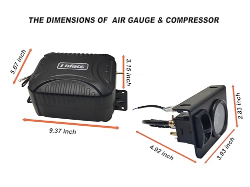in Cab On Board Air Compressor System Air Pump System with Single Path Air Gauge Paddle Valve Gauge Air Line T Fittings for Trucks Vans