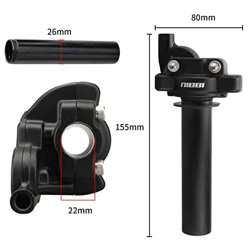 NIBBI Twists Throttle Grip,Dirt Bike Grips with Throttle Cable and Handlebar Grip for SSR125 Pit Bike, 22mm Motorcycle Throttle Assembly - color: Black