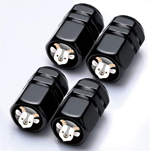 4Pack Goat Tire Valve Caps Aluminum Leak-Proof Valve Stem Covers - color: Goat