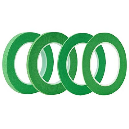 QDiShi 4 Rolls Fine Line Tape(Green), Fineline Masking Tape in 1/16, 1/8, 1/4 and 1/2 Inch Wide x 52 Yard Long, Automotive Masking Tape for DIY Car Auto Paint Art - color: Green
