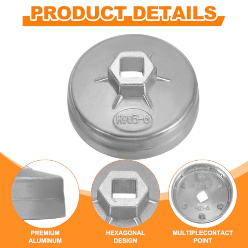 HARFINGTON 2pcs Oil Filter Cap 12 Flute 82.5x41x75mm (WxHxID) 1/2" Square - size: 12 Flute 82.5 x 41 x 75mm