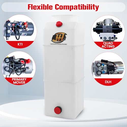 13 Quart Poly Power Unit Reservoir for Hydraulic Systems, Polyethylene Flat Bottom Utility Fluid Tank for Dump Trucks Trailers RVs Boats - size: 13 Quart