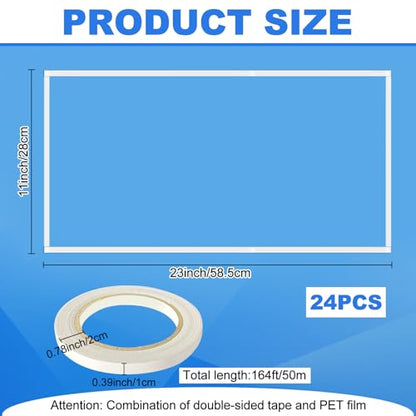 24 Pack Abrasive Blasting Cabinet Lens Cover - Clear Polyester Film Sandblast Cabinet Inner Len Protector Adhesive Standard Sand Blast Film for Abrasive Window Blasting Cabinet Replacement 23'' x 11''