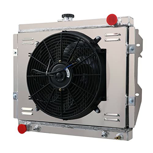 Aluminum Radiator for 1984-1995 Toyota 4Runner Pickup Base Sr5 2.4l L4, 3 Row Core Radiator Shroud 14" Fan Relay