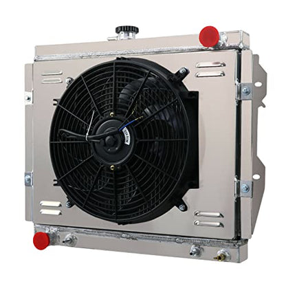 Aluminum Radiator for 1984-1995 Toyota 4Runner Pickup Base Sr5 2.4l L4, 3 Row Core Radiator Shroud 14" Fan Relay