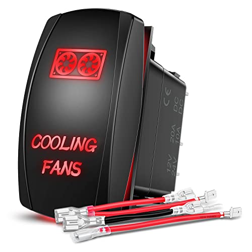 Nilight Cooling Fans Rocker Switch with Jumper Wires Set 5Pin Laser Red - color: Red, size: COOLING FANS