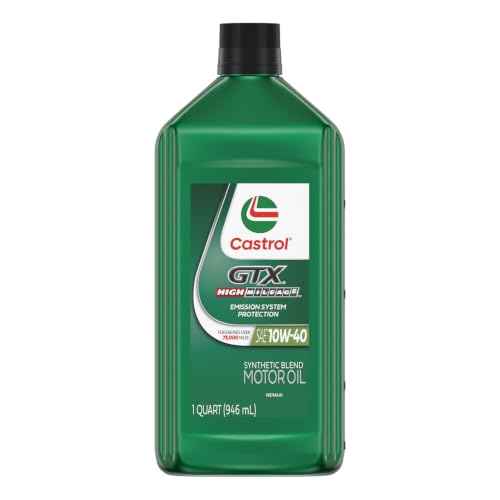 Castrol GTX High Mileage 10W-40 Synthetic Motor Oil, 1 Quart, Pack of 6 - size: 1 Quart, Pack of 6