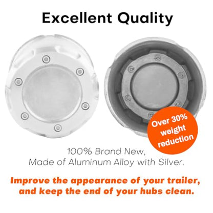 4Pcs 4.25 inch Wheel Center Caps Aluminum Push Through Trailer Caps Fit 4.25" Center Bore Truck RV SUV Wheels Rims, Silver Hub Covers, 4.69" Tall - size: 4.25” Hub, 4.69” Tall