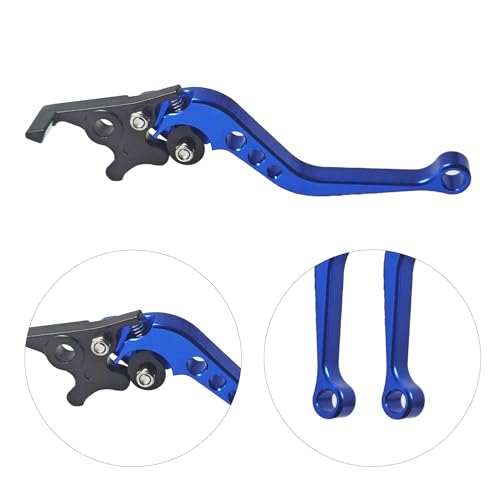 1 Pair Blue Motorcycle Brake Clutch Levers, CNC Aluminum Alloy Handle Set for Scooter Motorbike, Adjustable Replacement Parts - color: Blue