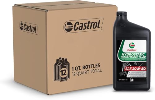 Castrol SAE 20W50 Hydrostatic Transmission Fluid for Use in Outdoor Power Equipment – API GL-4 – 12 Pack (1 Quart)