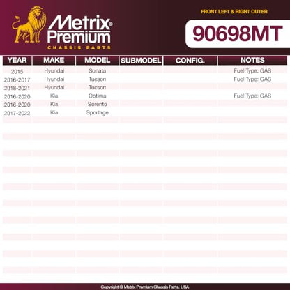 Metrix Premium Chassis Parts - Front Left & Right Outer Tie Rod End Kit - size: 90698MT