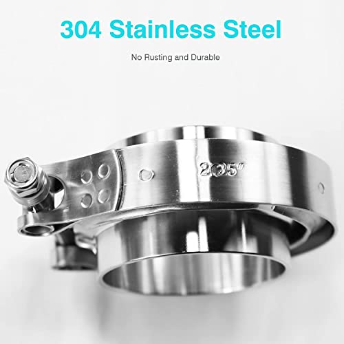 AKIHISA 2.5 Inch, V Band Clamp with Flange Male Female, 304 Stainless Steel, Compatible for Exhaust System, Turbocharger, Downpipe, Muffler1Pcs, 1Pcs - size: 2.5"(63mm)