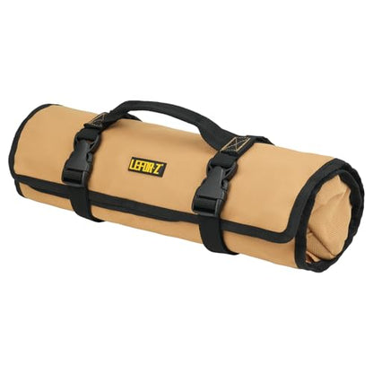 23+1 Pockets Wrench Roll Organizer,Metric/SAE Wrench Roll Up Pouch,No Tools - color: Brown