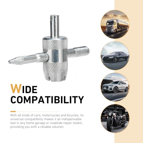 4-in-1 Stainless Steel Tire Valve Stem Tool, Multifunctional Valve Core Remover, Puller & Screwdriver Wrench, Tire Repair Accessories for Car, Motorcycle, Bicycle