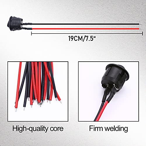 TWTADE 10Pcs Round Rocker Switch ON Off Switch 12V Toggle Switches 2Pin SPST with Pre-Wired 6A/250V 10A/125V AC for Boat, Car etc.KCD1-X-Y - size: ON/Off Pre-wired - 10PCS, style: Round