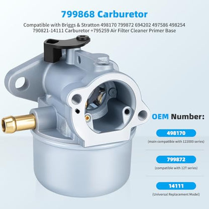 799868 Carburetor Compatible with Briggs & Stratton 498170 799872,4-7 hp