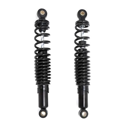 Minho Dual Rear Shock Absorbers with Adjustable Spring Preload in Heavy Iron Material Compatible with Chinese GY6 4-Stroke Engine Taotao ATV Go Kart, Black Color, 310MM Length - size: 310mm