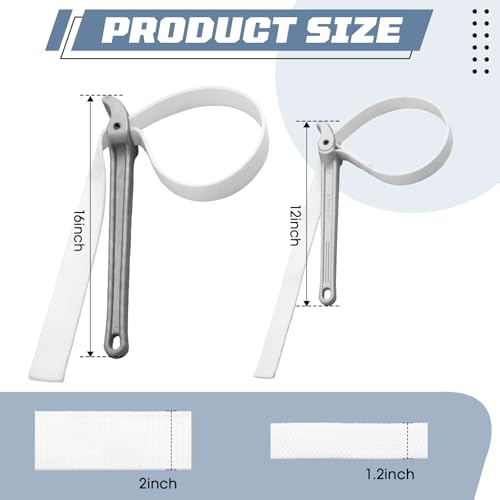 2 Pcs Adjustable Aluminum Oil Filter Strap Wrench Set,12 & 16-inch Pipe Wrench with Nylon Strap for Replacing Oil Filter Removal Tool for Tight Spaces,PVC Junctions