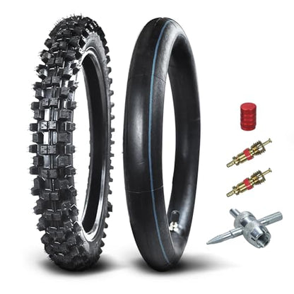 HOLATO Front 70/100-17 2.75-17 Tire and Inner Tube for KLX125 KLX140 KX85 TTR125 YZ80 YZ85 RM80 CR80 CT90 DRZ125 TaoTao DB17 Apollo RFZX18 Coolster Dirt Pit Bike Off Road Motocross Heavy Duty - size: 70/100-17 Tire