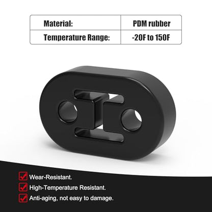 2 Hole Exhaust Hanger Bushing Muffler Upgrade EPDM Insulator Shock Absorbent Mount Bracket High-Density Hangers 12mm Hole (73mm x 47mm x 21mm) Universal Fit - Pack of 4 (Black) - color: BLACK