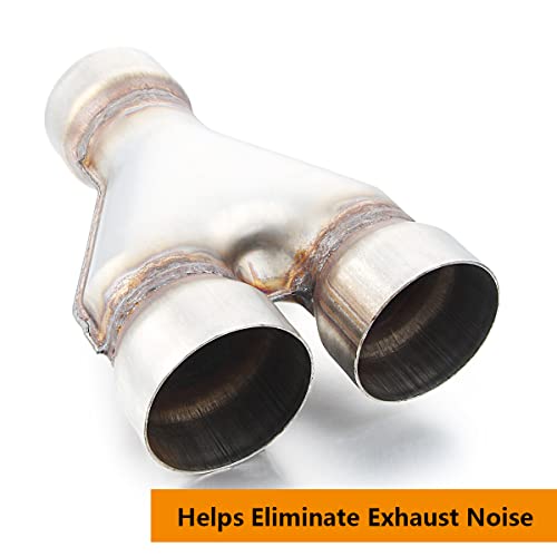 Exhaust Y Pipe 3" Inlet, A-KARCK 3" Outlet Y Pipe Create Dual Exhausts Withstands High Temperatures - color: Y Pipe, size: 3.0inch 10"Long