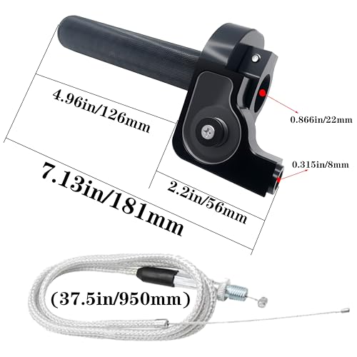 Motorcycle Throttle Assembly,7/8" Quick Twist Throttle Grips with Throttle Cable Aluminum Alloy Universal for CRF KLX SSR TTR 110 125 150 250cc Dirt Pit Bike ATV Mini Bike - color: Black
