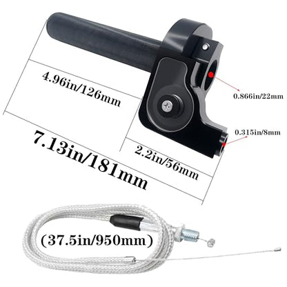 Motorcycle Throttle Assembly,7/8" Quick Twist Throttle Grips with Throttle Cable Aluminum Alloy Universal for CRF KLX SSR TTR 110 125 150 250cc Dirt Pit Bike ATV Mini Bike - color: Black