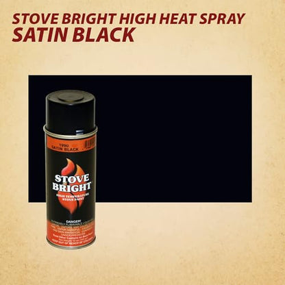 Stove Bright High Temp Spray Paint, Up To 1200 Degrees, 12 Ounce (Pack of 1), 1990 - Satin Black - color: 1990 - Satin Black