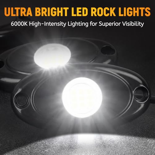 YONEDA White Rock Lights for Trucks, 24 Pods, 9 LEDs/Pod, IP68 Waterproof - color: White, size: 24 Pods(9 LEDs/Pod)