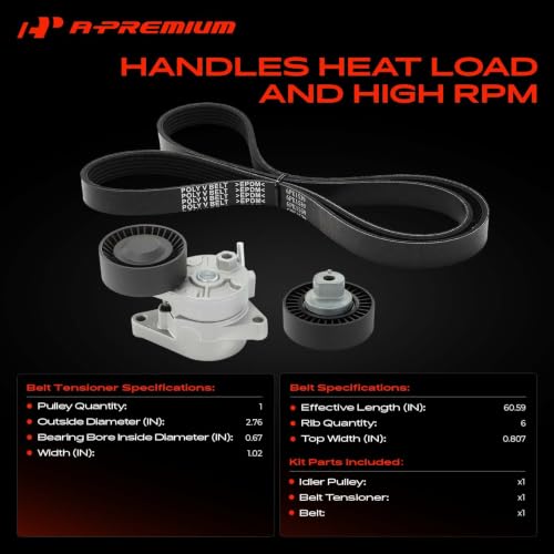 A-Premium Engine Serpentine Belt Drive Kit Compatible with BMW