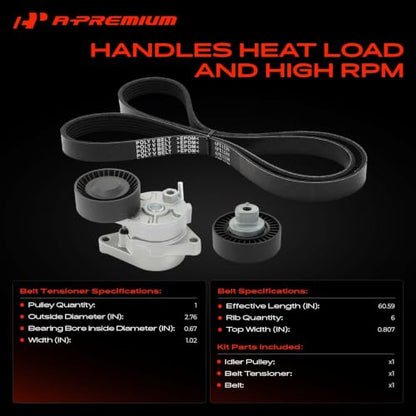 A-Premium Engine Serpentine Belt Drive Kit Compatible with BMW