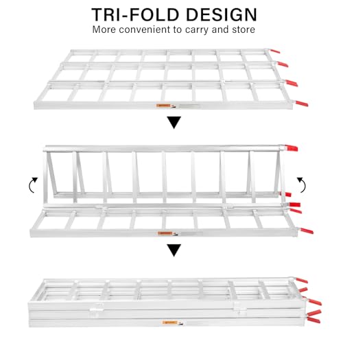 69"X50" Tri-Fold Aluminum ATV Mower Truck Loading Ramp,1500 lb Capacity