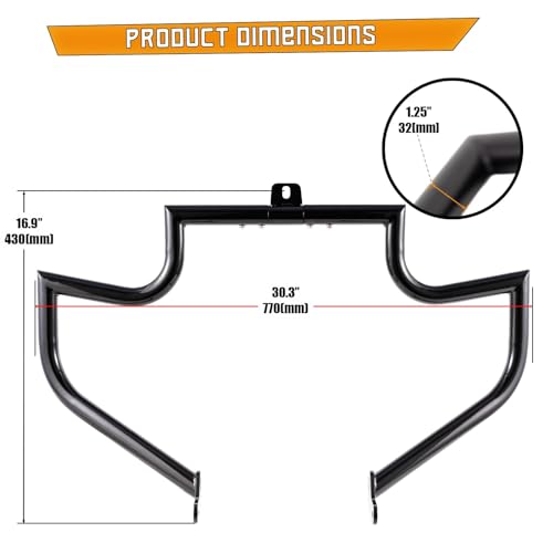 Kinglemc Crash Bar Engine Guard for Harley Softail(Gloss Black-B) - color: Gloss Black-B