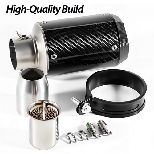 Motorcycle Exhaust, 2 inch Inlet Motorcycle Muffler, Slip On Muffler Exhaust with Mid Pipe, Fits Honda Kawasaki Z900 GSXR750 CBR650 more