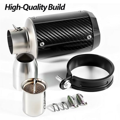 Motorcycle Exhaust, 2 inch Inlet Motorcycle Muffler, Slip On Muffler Exhaust with Mid Pipe, Fits Honda Kawasaki Z900 GSXR750 CBR650 more