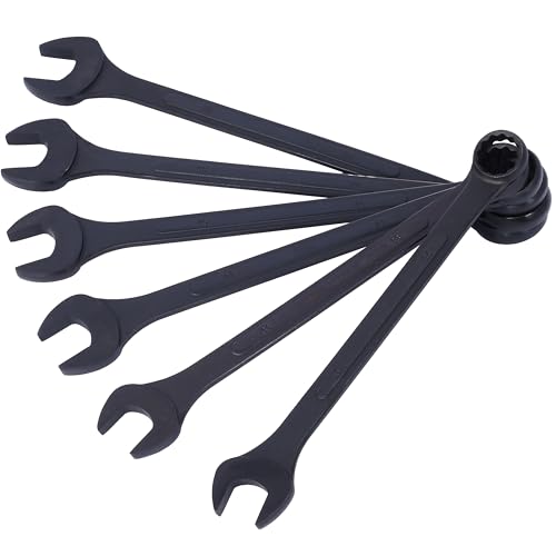 Jumbo Combination Wrench Set, 6-Piece Metric (35-50mm), Black Oxide, Pouch - Metric Sizes, Perfect for European & Asian Vehicles, Commercial & Heavy Duty Applications - color: 6-piece Metric (35-50mm), Black Oxide