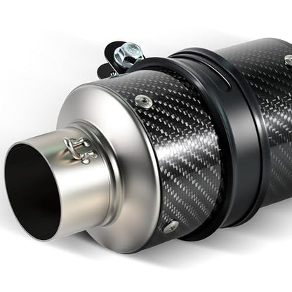 Motorcycle Exhaust, Slip-on Motorcycle Muffler, Carbon Fiber Slip on Exhaust Muffler, Fit for Z900 GSXR750 CBR650 and more, with Complete Accessories, Black