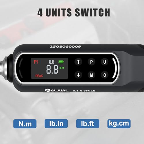 Digital Torque Wrench 1/4 Drive, 0.1-8.8 Ft.Lb ±2% Accuracy - size: 0.1-8.8 Ft.Lb/0.2-12 Nm-1/4"