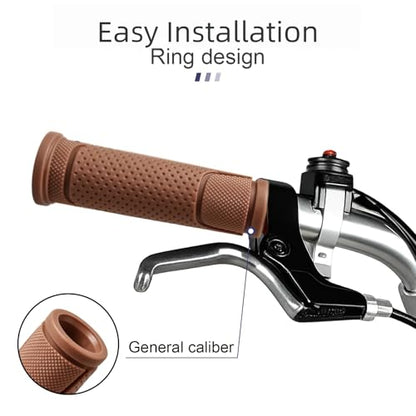 9-Color Kids Bike Handlebar Grips - Non-Slip TPR Bicycle Grips for Mini Bikes & Micro Scooters (22.2mm, 90mm) - color: Brown