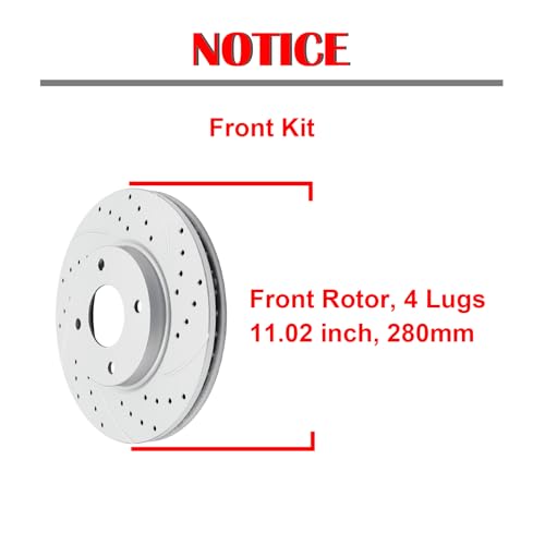 Acinoparts Front Brake Kit for 2009-2014 Nissan Cube 2007 2008 2009 2010 - size: ABK31463