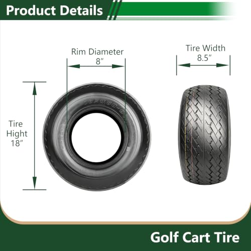 Set 4 Wolf Pack 18X8.5-8 Golf Cart Tires 6Ply Tubeless Multi-Terrain Tire - size: 18X8.5-8 6ply