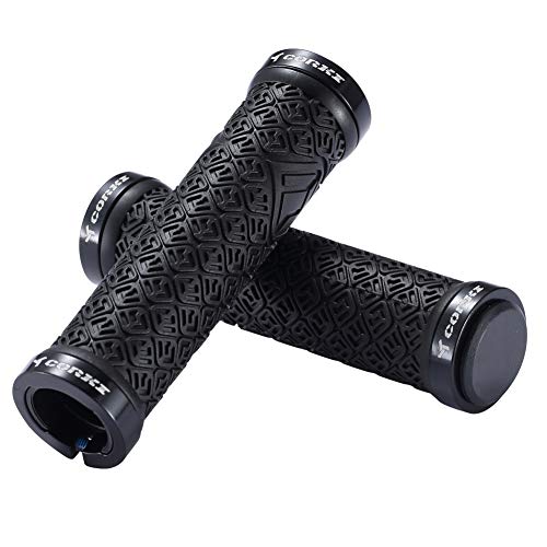 corki Mountain Bike Grips,Double Lock on Locking Bicycle Handlebar Grips for MTB,Downhill - color: Black