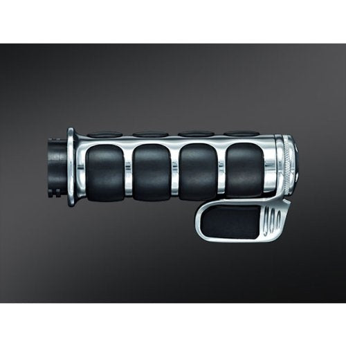 Kuryakyn 6342 Premium ISO Handlebar Grips with Contoured Throttle Boss for Dual Cable Throttle Control: 1982-2019 Harley-Davidson Motorcycles, Chrome, 1 Pair - size: Dual Cable Throttle, style: Contoured