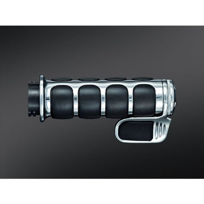 Kuryakyn 6342 Premium ISO Handlebar Grips with Contoured Throttle Boss for Dual Cable Throttle Control: 1982-2019 Harley-Davidson Motorcycles, Chrome, 1 Pair - size: Dual Cable Throttle, style: Contoured