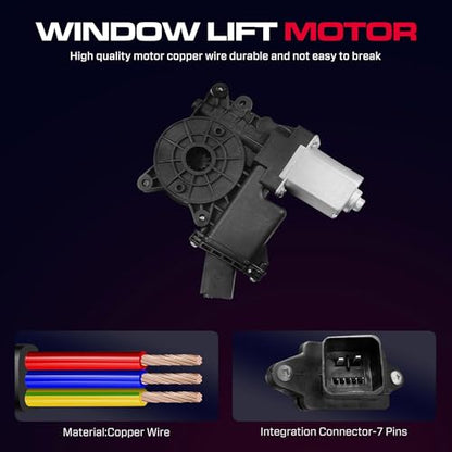 Front Driver Side Power Window Regulator (7 Pins) Fit for 2011-2015 Chevrolet Chevy Cruze, 2016 Chevy Cruze Limited, with Auto Up and Down, with Motor, 748-974, Front Left, 94532757 - size: Front Driver (LH)